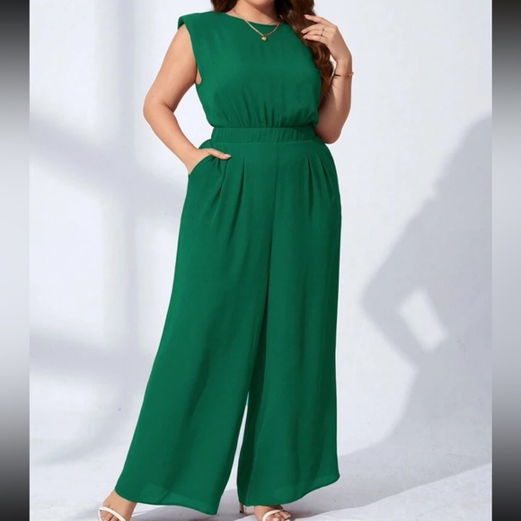 Plus size navy blue wide leg jumpsuit - Picture 8 of 13